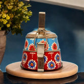 Hand Painted 2 Tier Steel Tiffin Box - Red Blue
